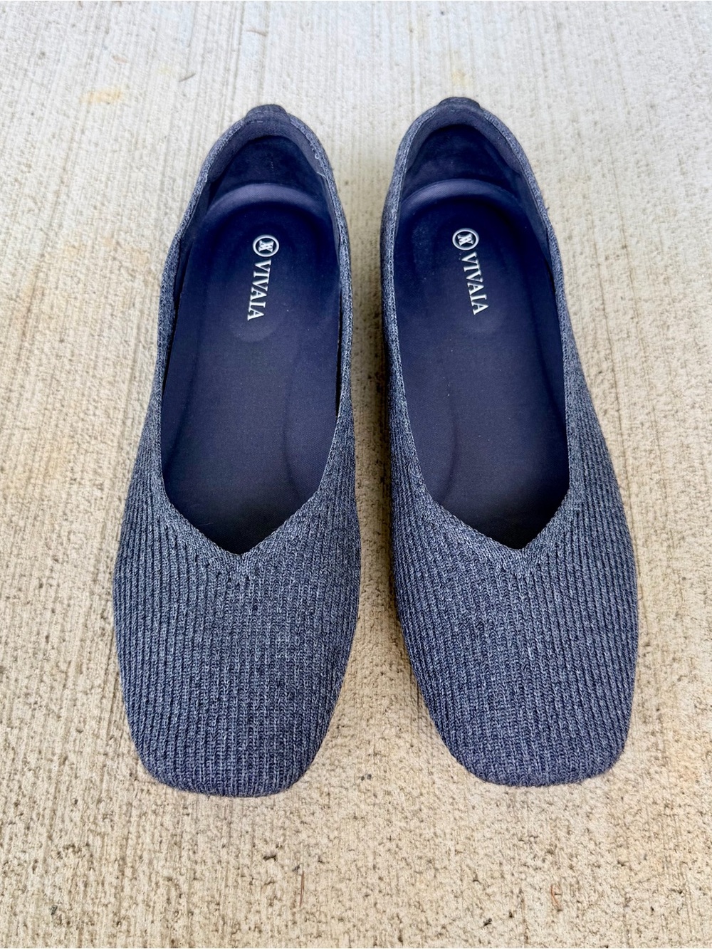 Vivaia Margot navy square toe ballet washable flats, women’s size 10.5